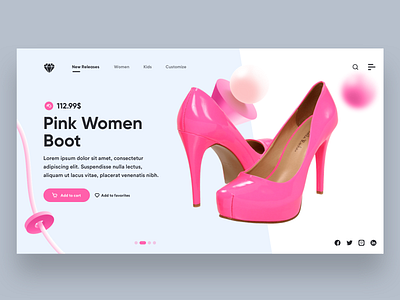 Pink Women Boot Landing Page branding design landing design landing page ui ui ux ui design uiux ux website website design