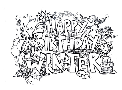 Happy Birthday Winter birthday birthday card childrens book illustration childrens illustration handdrawn illustration kids illustration