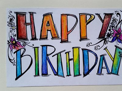 Happy Birthday Colour birthday card colour handdrawn illustration art
