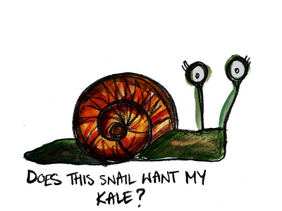 Kale Snail acrylic childrens illustration handdrawn kale nature art nature illustration snail