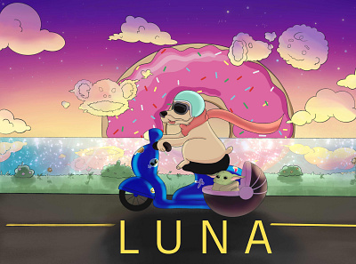 Luna animals cartoon colorful design digitalart dogs flat illustration magic vector