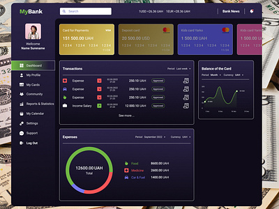 Bank App (Desktop) User Account Dashboard bank dashboard ui user account ux