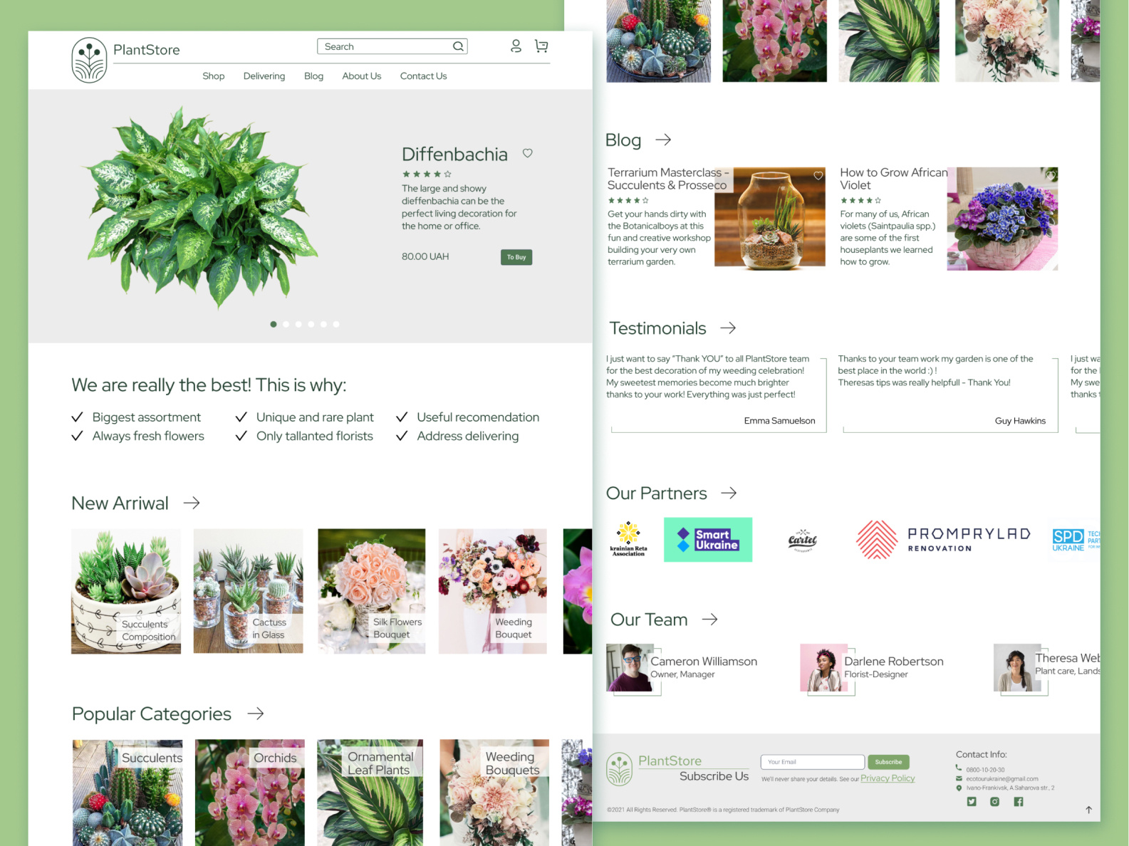 Plant store landing page by Olesya Levytska on Dribbble