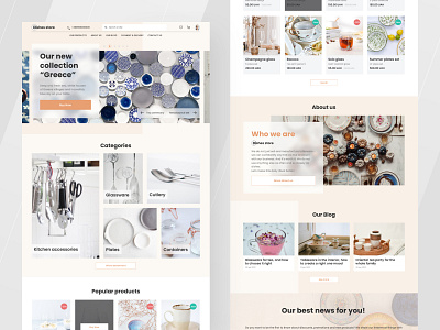 Dishes store Landing page branding design ecommerce landing page logo site typography ui ux