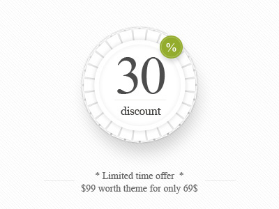 30% discount - "Luxury" Magento Theme action call discount light magento ribbon to