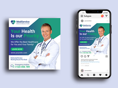 Medical Social Media Post Design 3d animation branding corporate flyer design flyer graphic design hospital illustration logo medical motion graphics social media post template ui vector