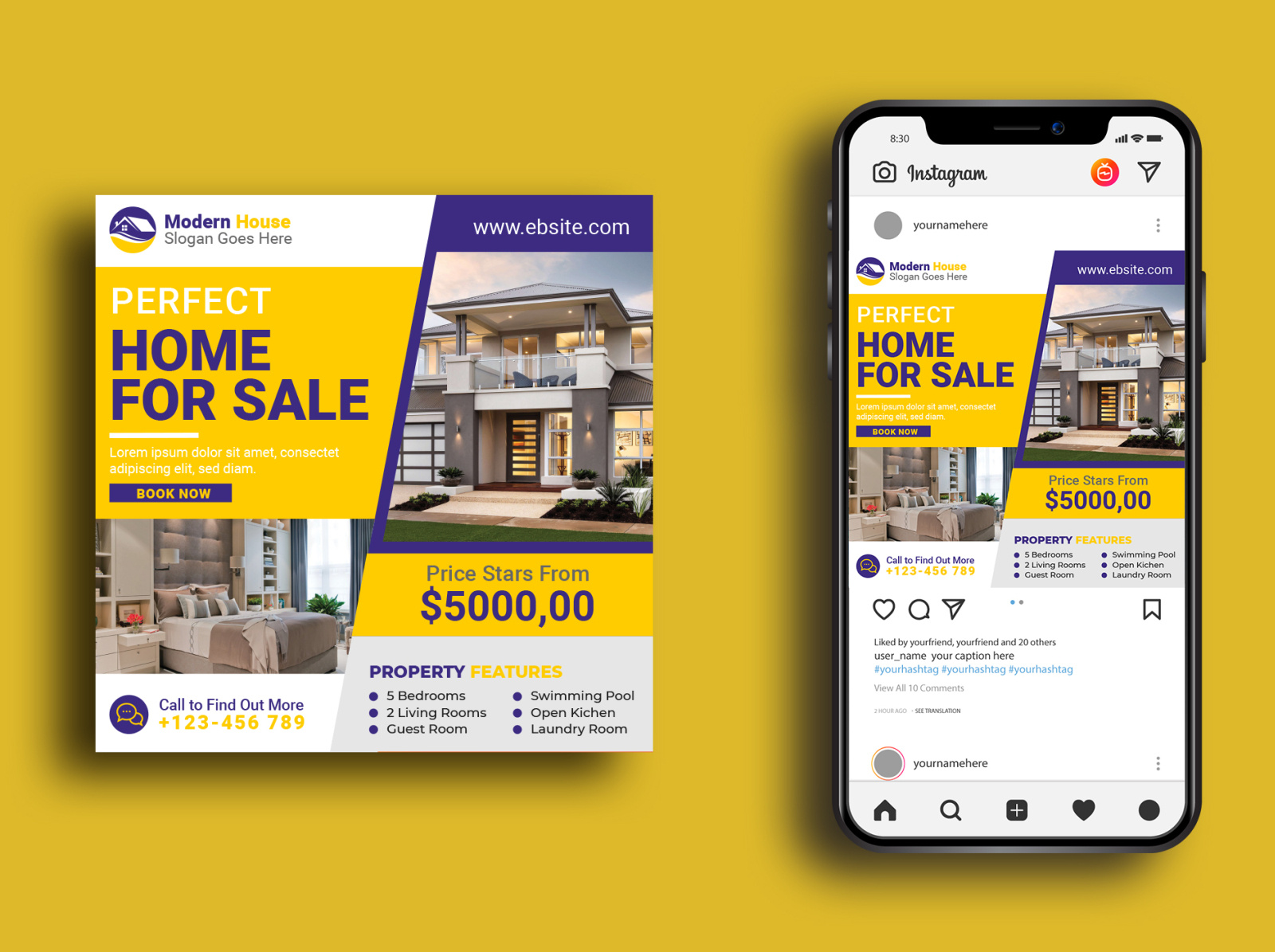Real Estate Social Media Post Design by Graphic Bro on Dribbble