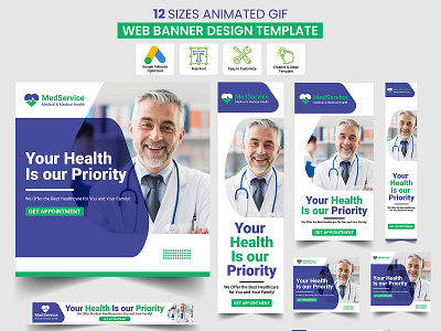 Animated GIF Web Banner Design animated animated gif banner animation design gif gif banner hospital medical motion motion graphic template
