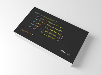 Business Card for Devser.xyz agency branding business card card graphic software