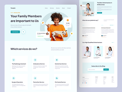 Veterinary Clinic Landing Page card clean clinic design landing landing page landing page design pet ui ui design ux ux design veterinarian veterinary web web design