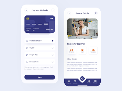 Language Course App / Payment Methods and Course Details Pages