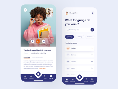 Language Course App / Course and Home Pages app chat course course app english home page language language app language learning language school languages listening overview speaking teach teacher teaching video call video chat writing