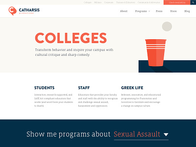 Catharsis Productions College Page agency illustration launchpad lab marketing mockups web