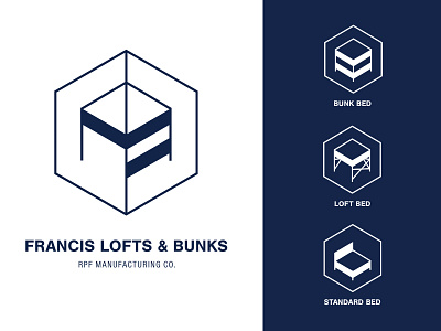 Francis Lofts & Bunks Logos agency branding ecommerce hexagon icons launchpad lab logo marketing mockups