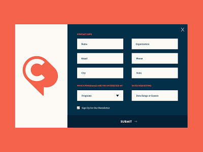 Catharsis Modal contact form launchpad lab marketing mockups modal web