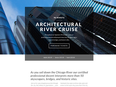 Architectural River Cruise agency boat tour launchpad lab marketing mockups tickets web