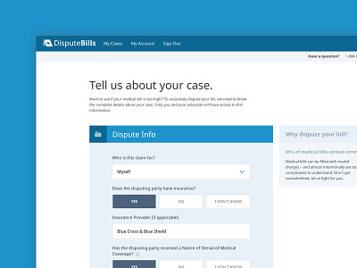 DisputeBills Submit a Case app dispute bills form healthcare launchpad lab ui