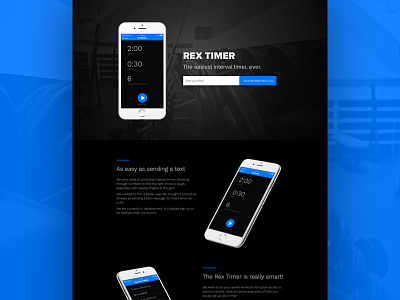 Rex Timer Landing Page app dark theme design fitness landing page launchpad lab mobile web