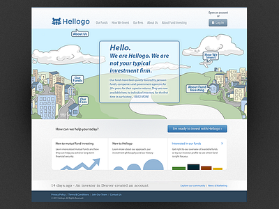 Hellogo Investment Front Page concept homepage illustration interactive