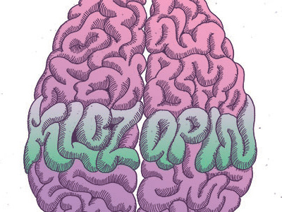 Klozapin brain illustration lettering type