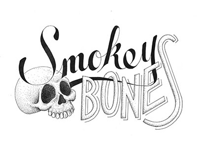 Smokey Bones illustration lettering stipple