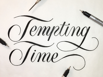 Tempting Time handlettering lettering script type