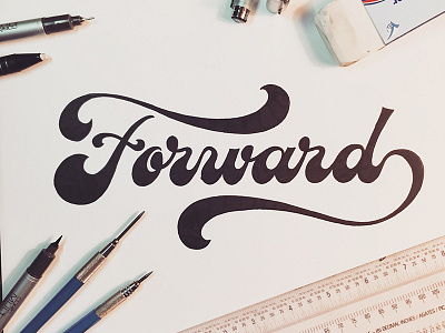 Forward chicagoscript curvy handlettering handtype lettering script type