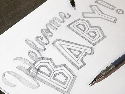 Welcome Baby! handlettering lettering safari signage type wip