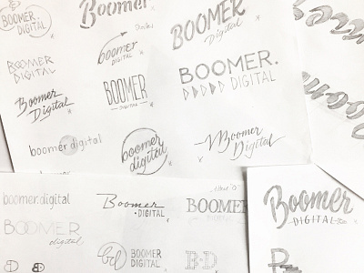 Boomer Digital Logo Sketches concept digital lettering logo logotype rocket sketch type wip