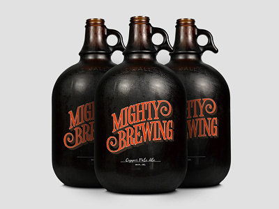 Mighty Brewing Growlers beer branding craft beer craftbeer design growler lettering logo logotype packaging serif