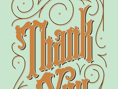 Thank You Cards greetings illustration lettering ornament thank you type vector victorian