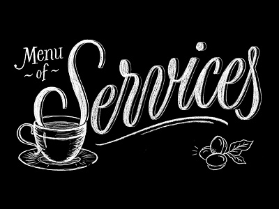 Menu of Services Title chalk coffee headline lettering menu script sketch title type