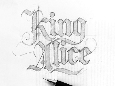 King Alice Title Lettering blackletter book cover gothic headline lettering sketch title