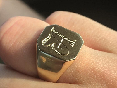 Signet Ring a classic gold lettering monogram ring signet stamp type