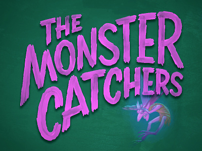 The Monster Catcher book cover book title lettering messy monster rough sans serif vintage