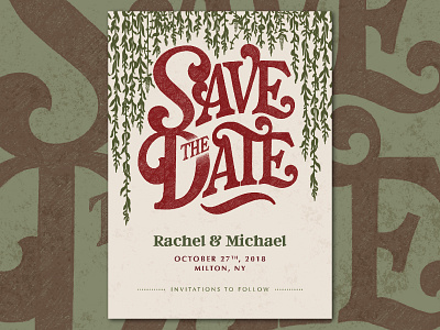 Save The Date illustration invitation lettering save the date stationary vineyard wedding willow tree