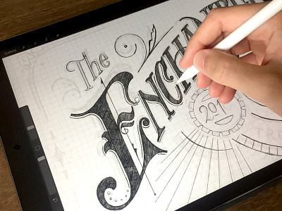 Enchanted City - Process enchanted gears handlettering lettering procreate steampunk type victorian