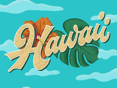 Hawaii flower foliage funky script handlettering hawaii illustration lettering tropical