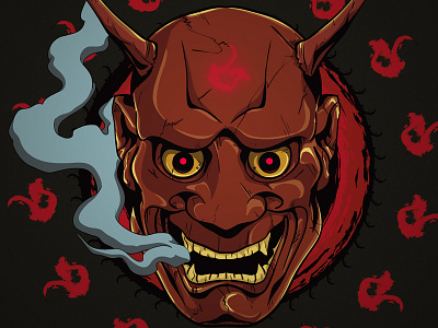 Hannya demon hannya illustration japanese mask noh