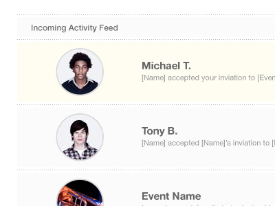 Plus One - Start with a Friend. End with an Adventure. activity feed ui