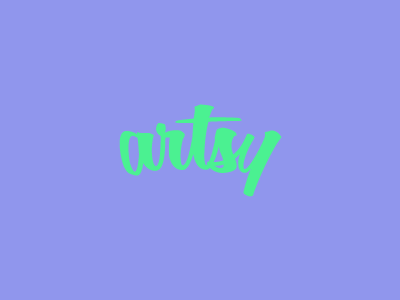 artsy logo 90s art branding cursive fun green logo purple typography