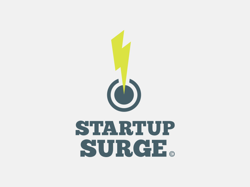 Startup Surge community event startup mega mega inc branding logo flat