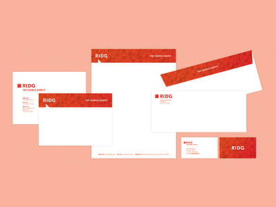 RIDG branding business card envelope geometric letterhead mega mega inc pattern postcard print stationary