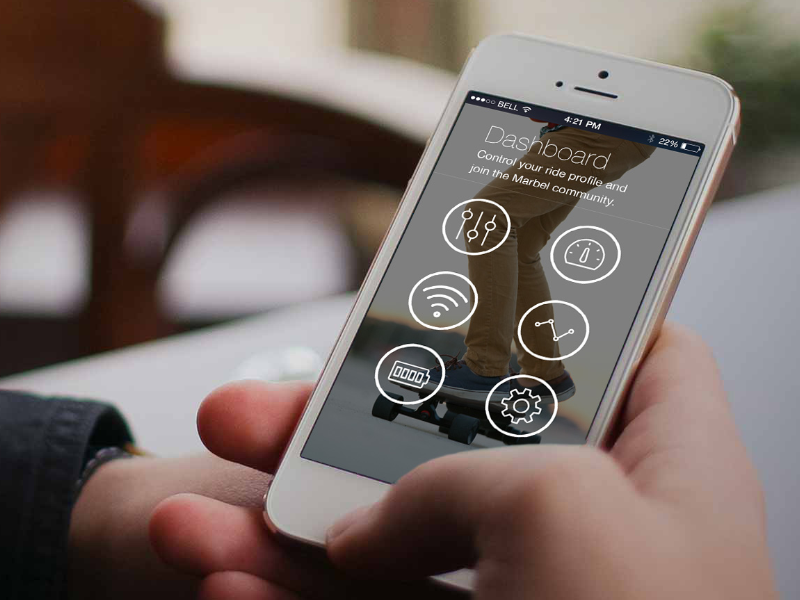 Electronic Skateboard iPhone App mega mega inc iphone app interface user interface ui buttons mobile
