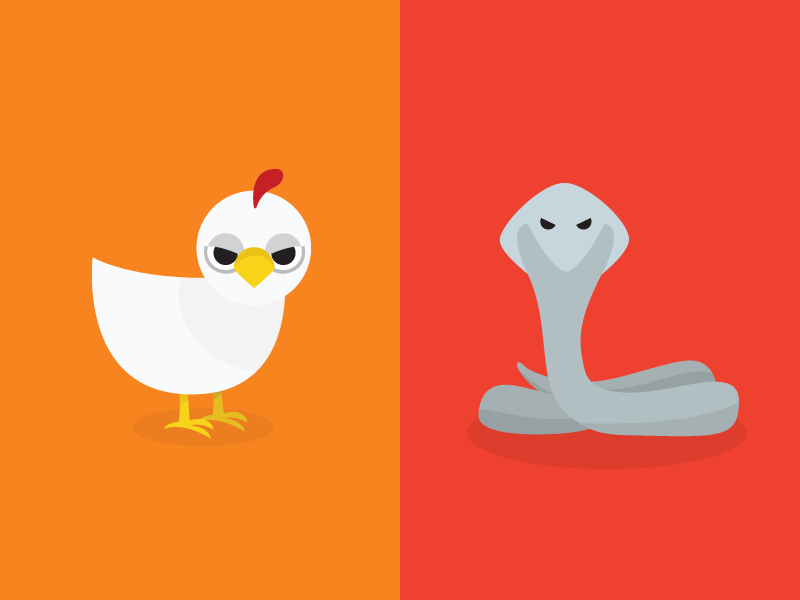 Chicken VS. Cobra animal digital flat game illustration mega mega inc throwback thursday vote web website