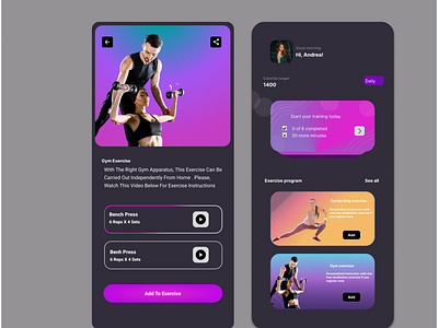 Profile page for user #excercise app