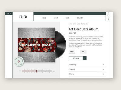 E-COMMERCE product page (DailyUI #012) artdeco dailyui dailyui012 dailyuichallenge ecommerce player product page retro