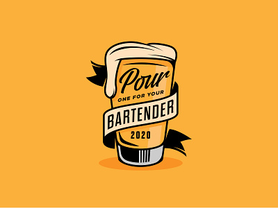 Pour One 2020 badge banner beer branding covid 19 illustration michigan pint relief vector