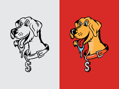 Cash Money adobe brand cartoon dog illustration labrador yellow lab