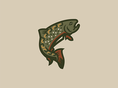 Brookie Full Color brand branding brook trout fish illustration linework logo mark trout